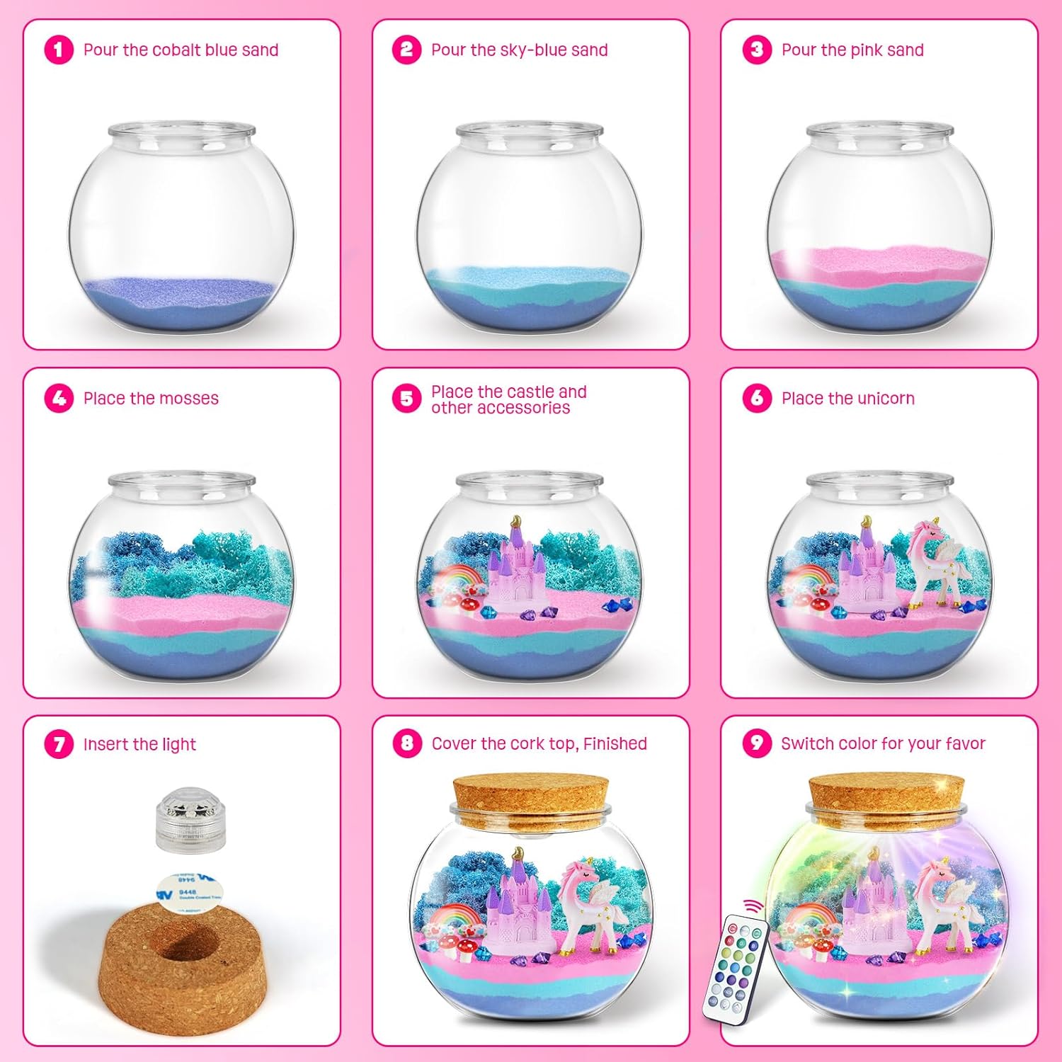 Thumbnail 4 de LAOESE Unicorn Terrarium Kit 13-color LED 🌈