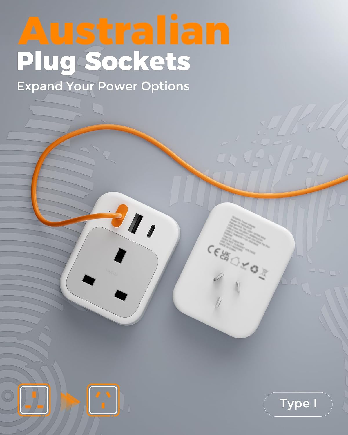 Thumbnail 6 de TESSAN UK to Australia Plug Adapter 2-pack with USB A and USB‑C 🔌