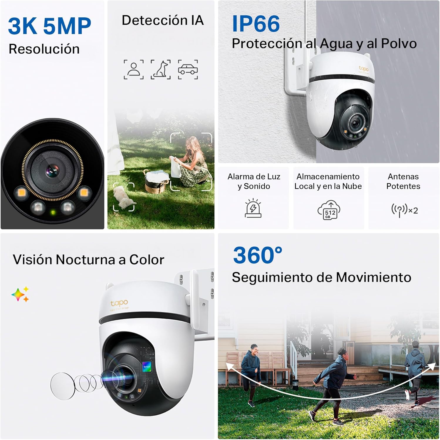 Detalle 2 de Tapo C530WS Cámara seguridad exterior 5MP, 3K, IP66