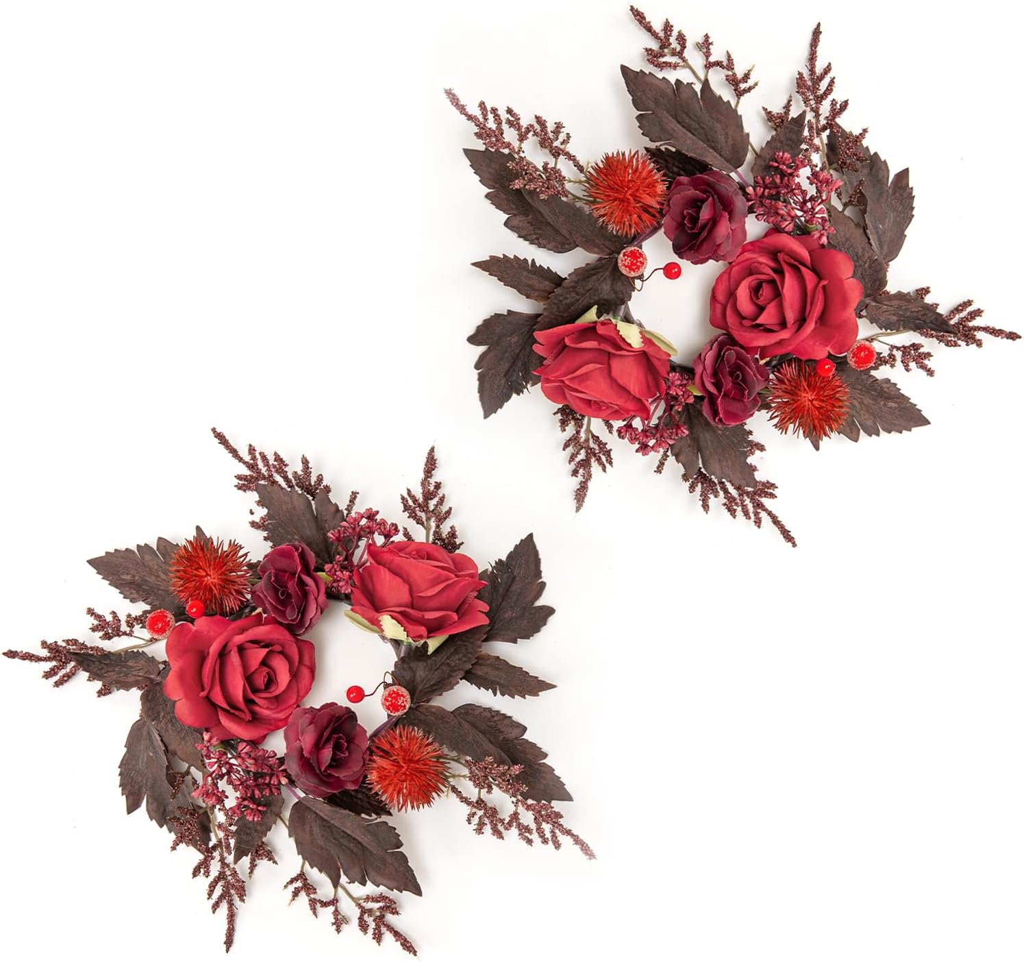 Detalle de WELL KNOWN Artificial Flower Candle Rings, 9-Inch