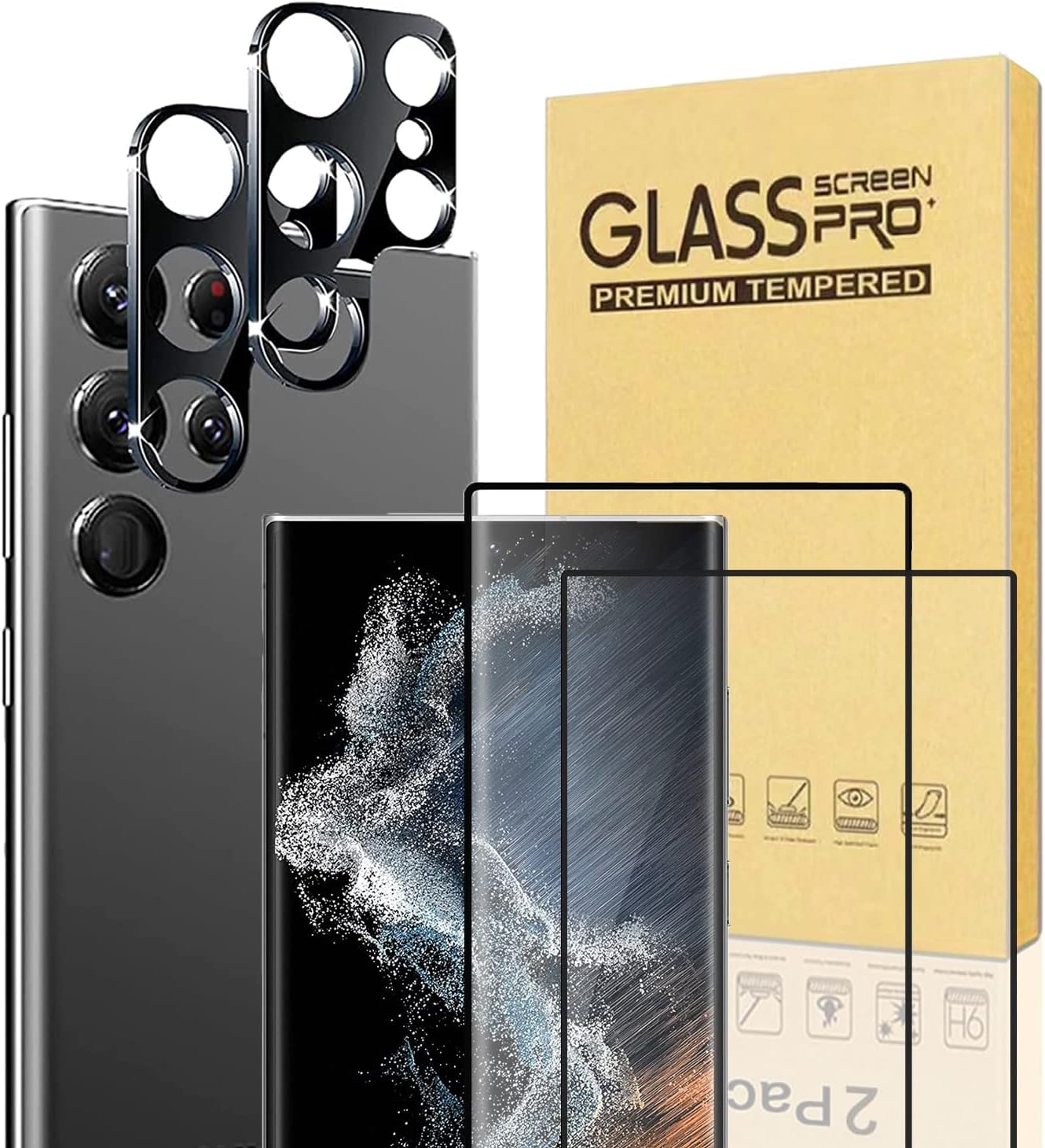 Detalle de XDesign Galaxy S23 Ultra Screen Protector, 2+2 Pack Tempered Glass, 9H