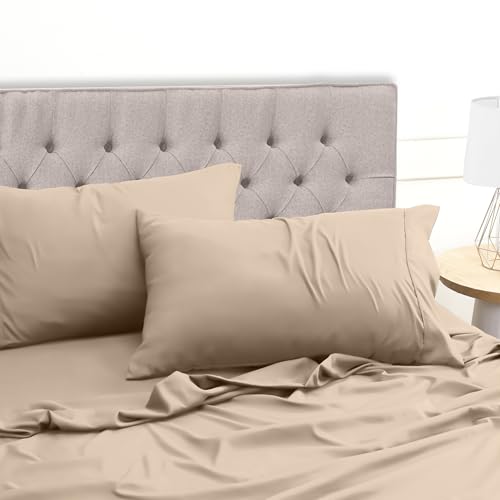 Thumbnail 5 de Utopia Bedding Juego de Sabanas 4 Piezas 150x200 - Poliéster Microfibra Cepillada - Oeko-Tex Certificado - Sábana Bajera, Sábana Plana y 2 Fundas de Almohada 50x75 (Cama 150, Beige)