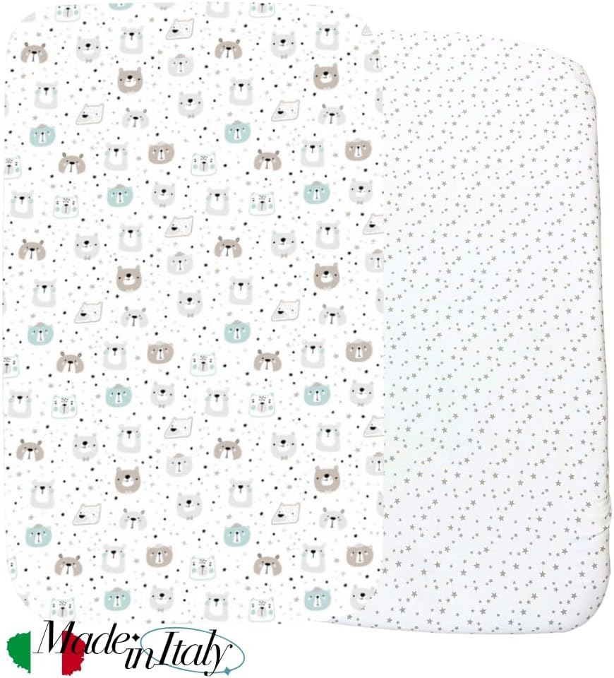 Thumbnail 1 de FlyIdeas Set 2 Lenzuola con Angoli per Lettino 160x80 cm – 100% Cotone Morbido e Traspirante