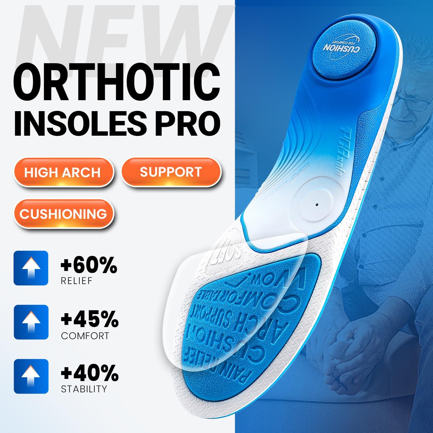 Detalle de PCSsole Orthotic Insoles Pro for Plantar Fasciitis Relief