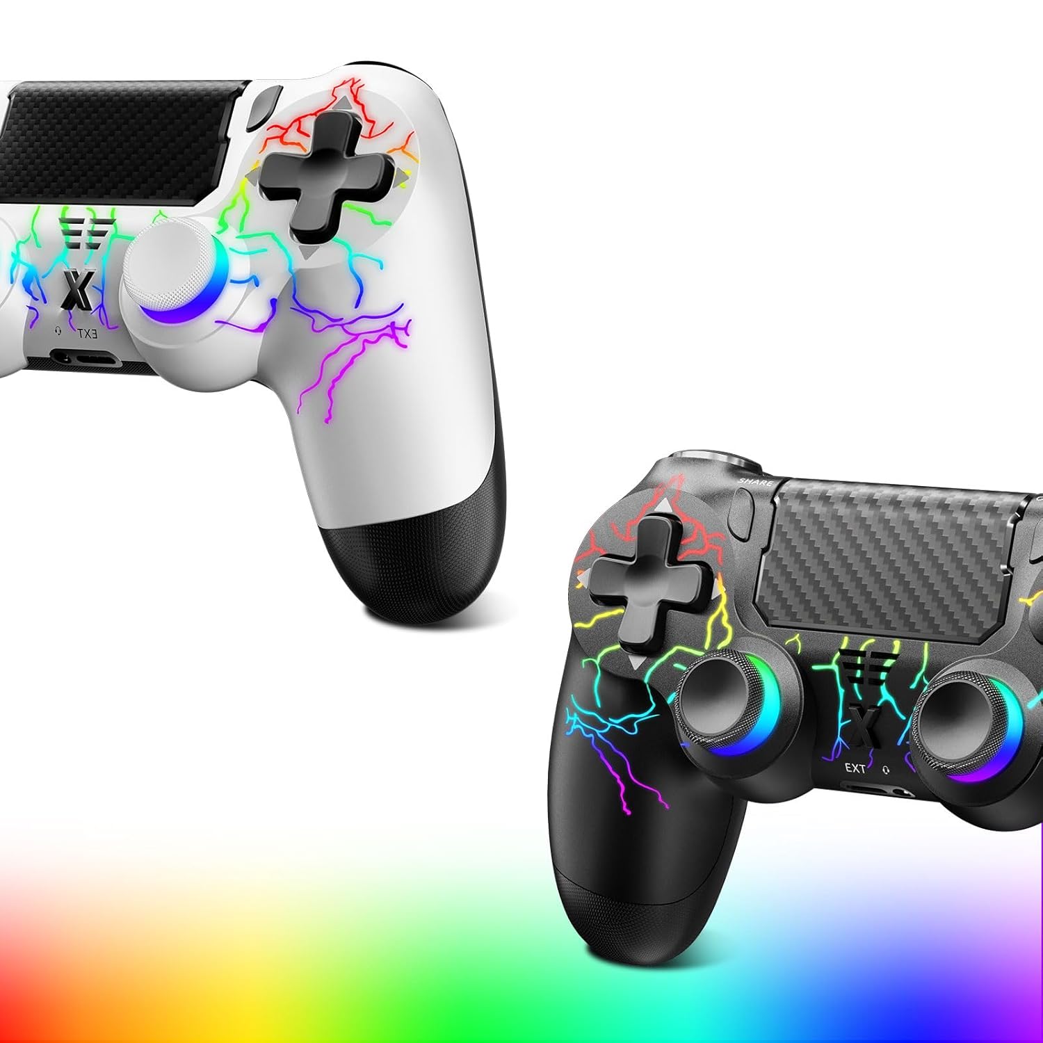Detalle de Glitfix 2er-Set Wireless Controller für PS4/Pro/Slim und PC – Turbo, Zurück-Taste, Dual Vibration, Touchpanel