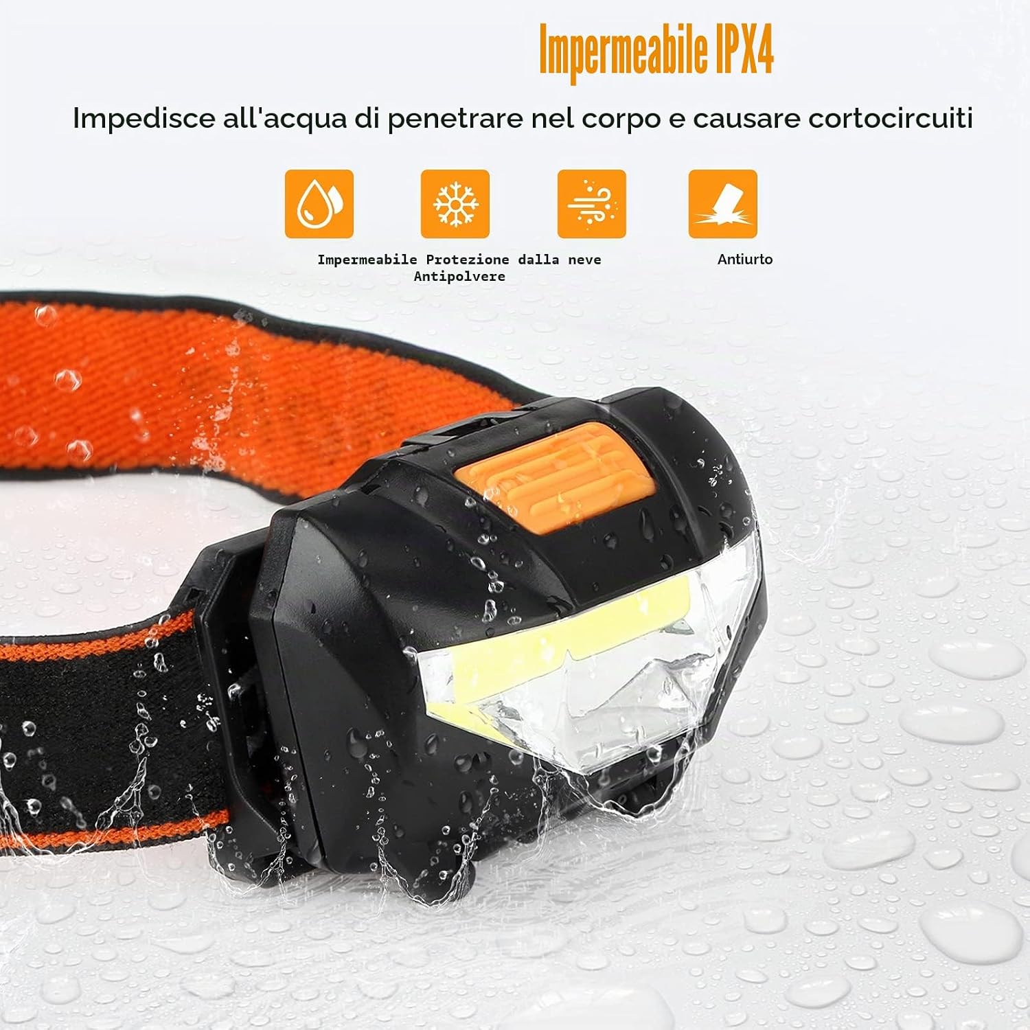 Detalle de Suright Torcia Frontale LED con COB, 3 modalità e 2 pezzi (batterie incluse)