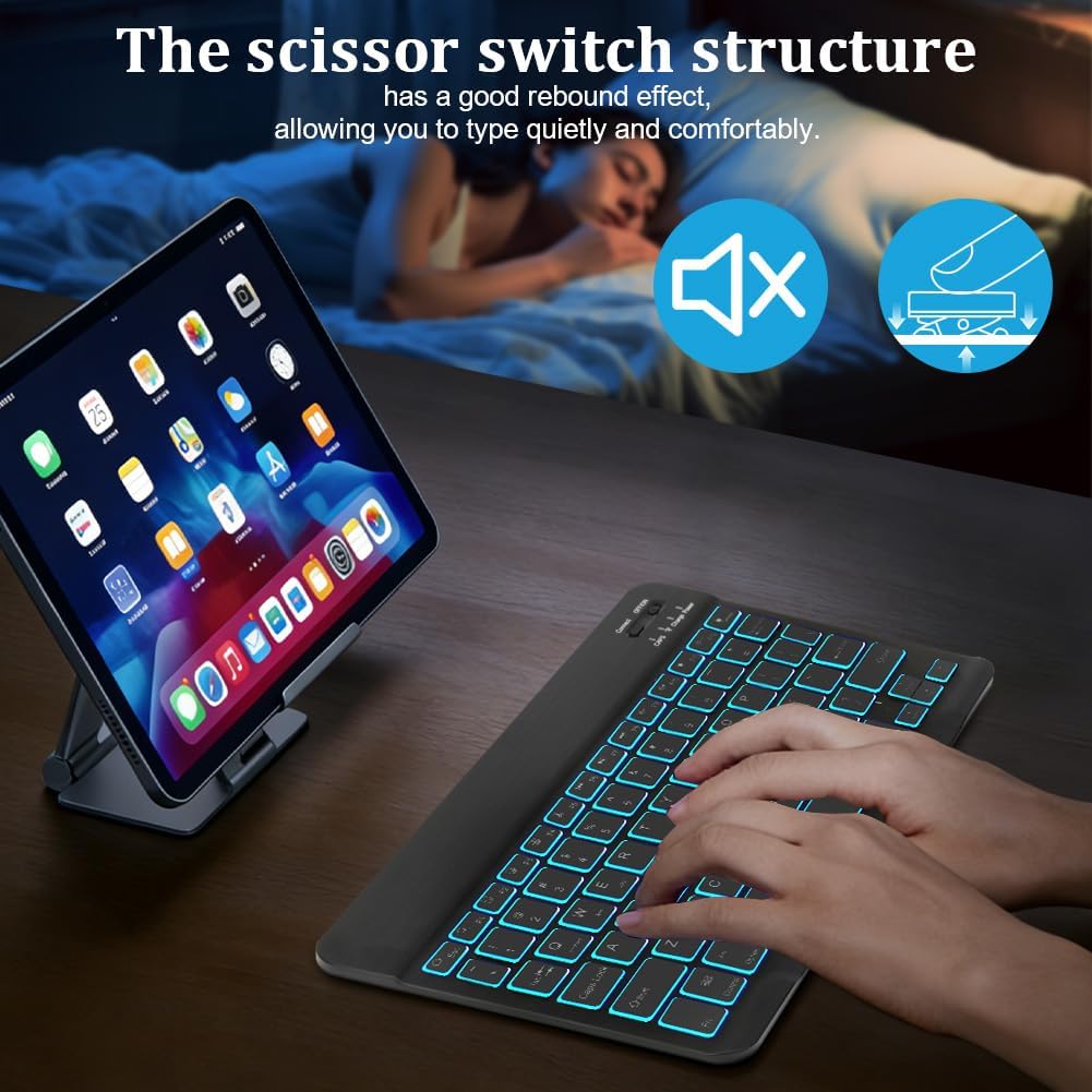 Detalle 2 de Aolso Bluetooth Keyboard and Mouse Set with Backlight (UK layout) – Ultra-thin, Quiet & Rechargeable