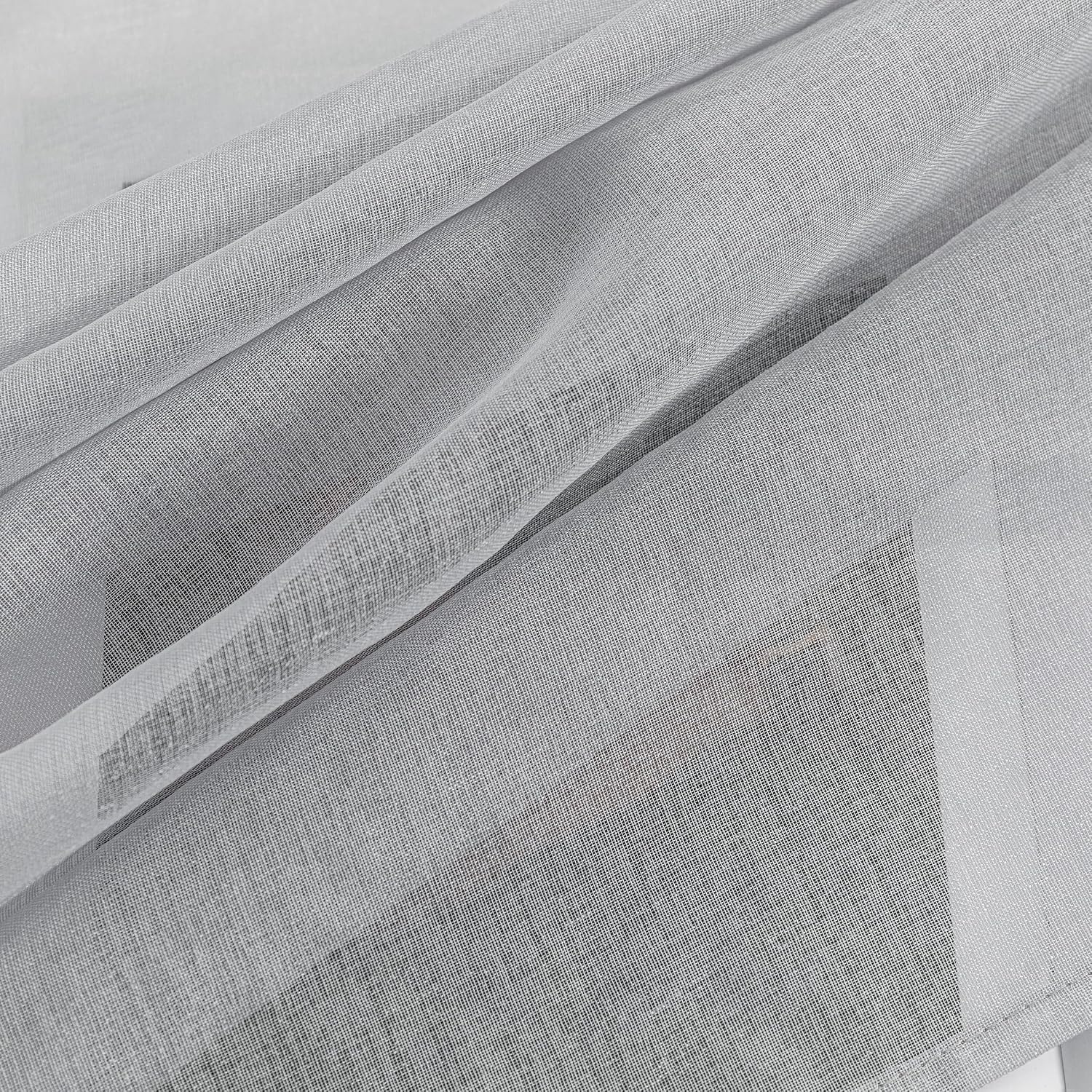 Detalle 2 de MYSKY HOME 2er-Set durchsichtige Voile-Gardinen (Jr. Stangentasche) in Grau, 225 x 140 cm