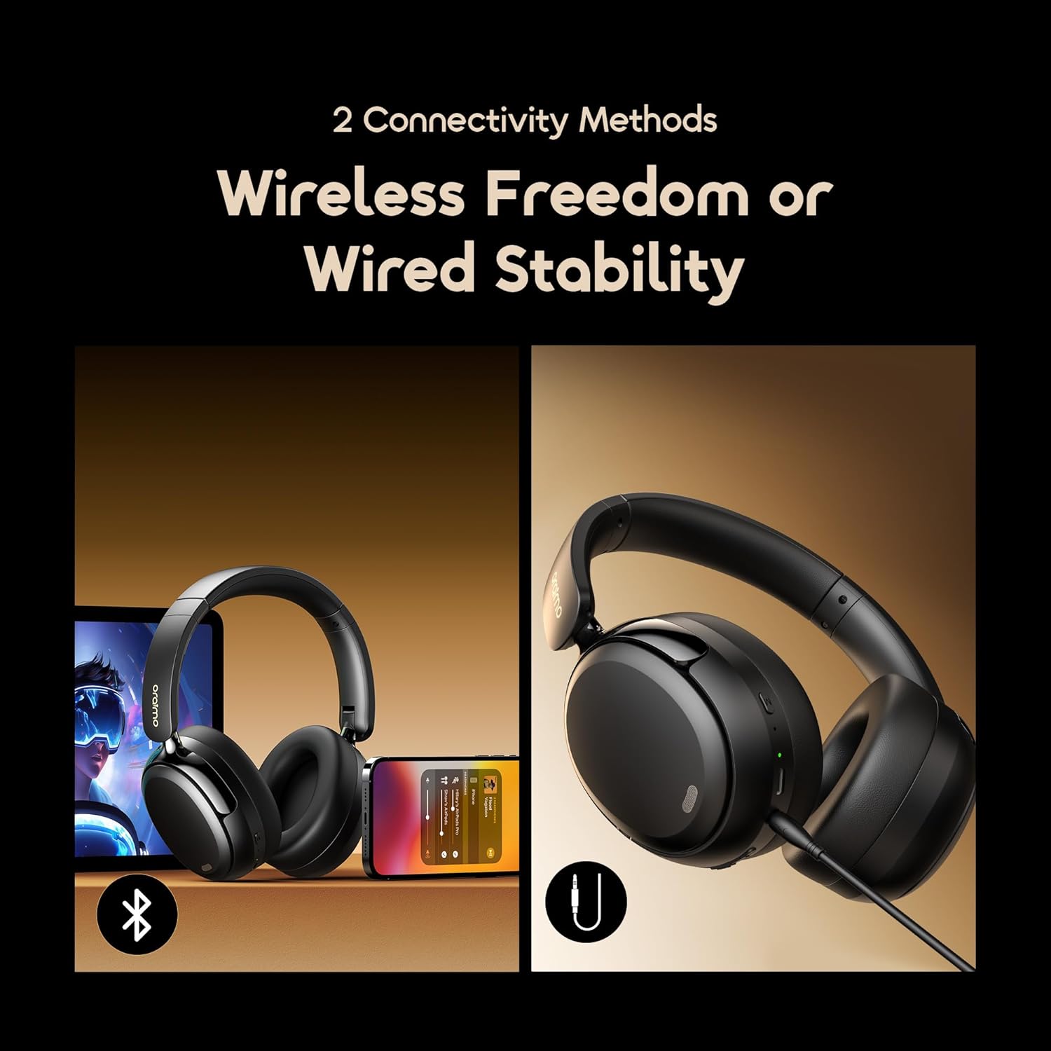 Detalle de Oraimo Active Noise Cancelling Over‑Ear Headphones