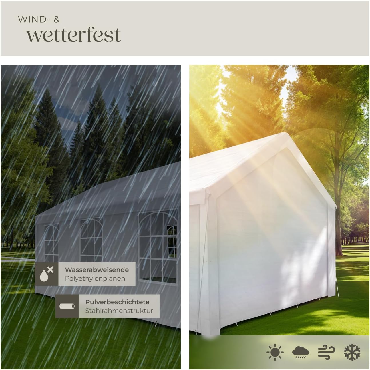 Thumbnail 3 de tectake Pavillon 4x6 m Partyzelt – wasserdicht, UV-beständig, mit 4 Seitenwänden