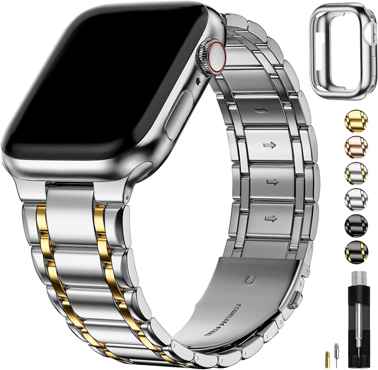 Detalle de Fullmosa Stainless Steel Apple Watch Strap — 38–49mm multi-size replacement band for Apple Watch