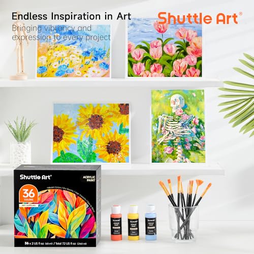 Thumbnail 7 de Shuttle Art 36-Color Acrylic Paint Set with Brushes & Palette