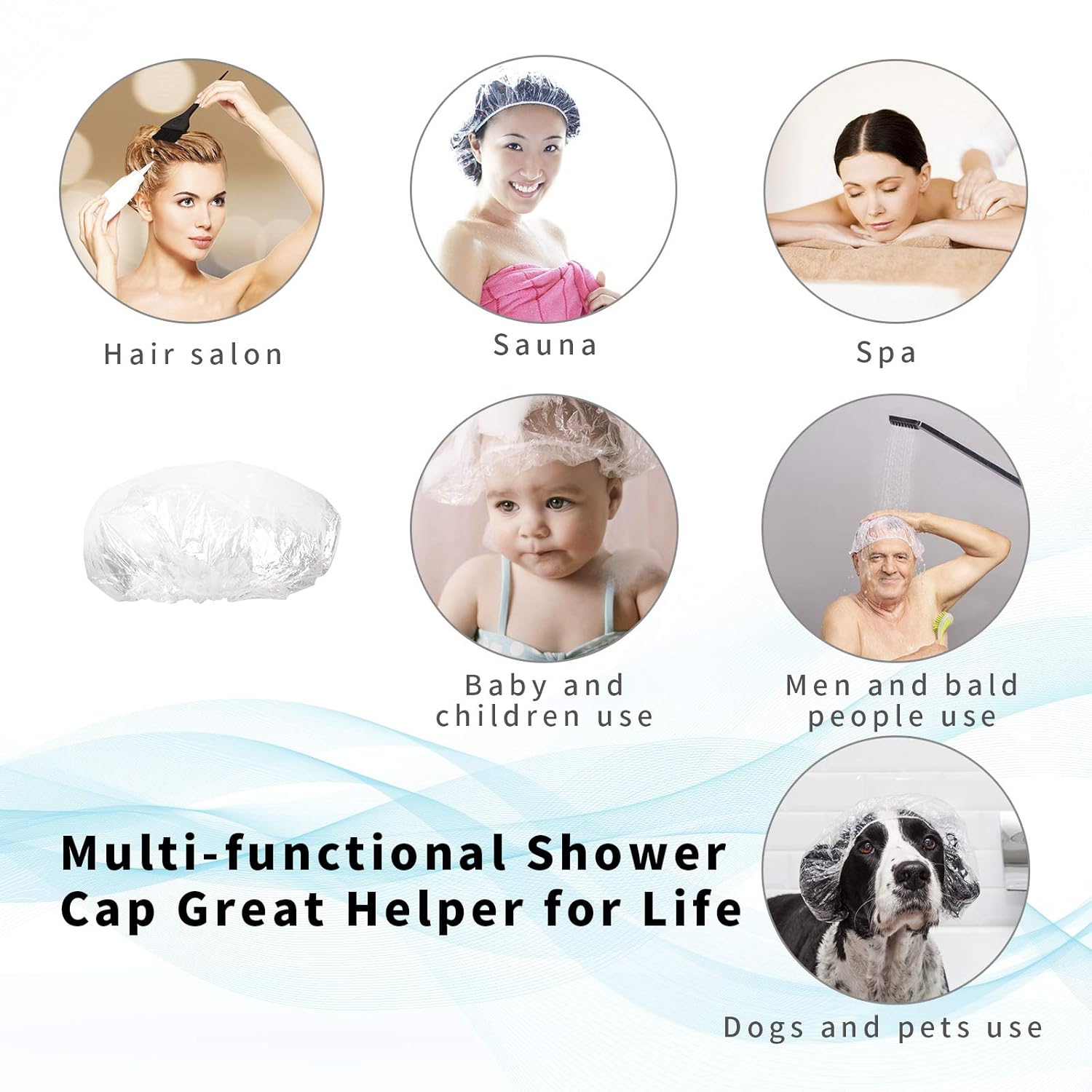 Thumbnail 3 de 100 Pcs Disposable Shower Caps Thickening Elastic