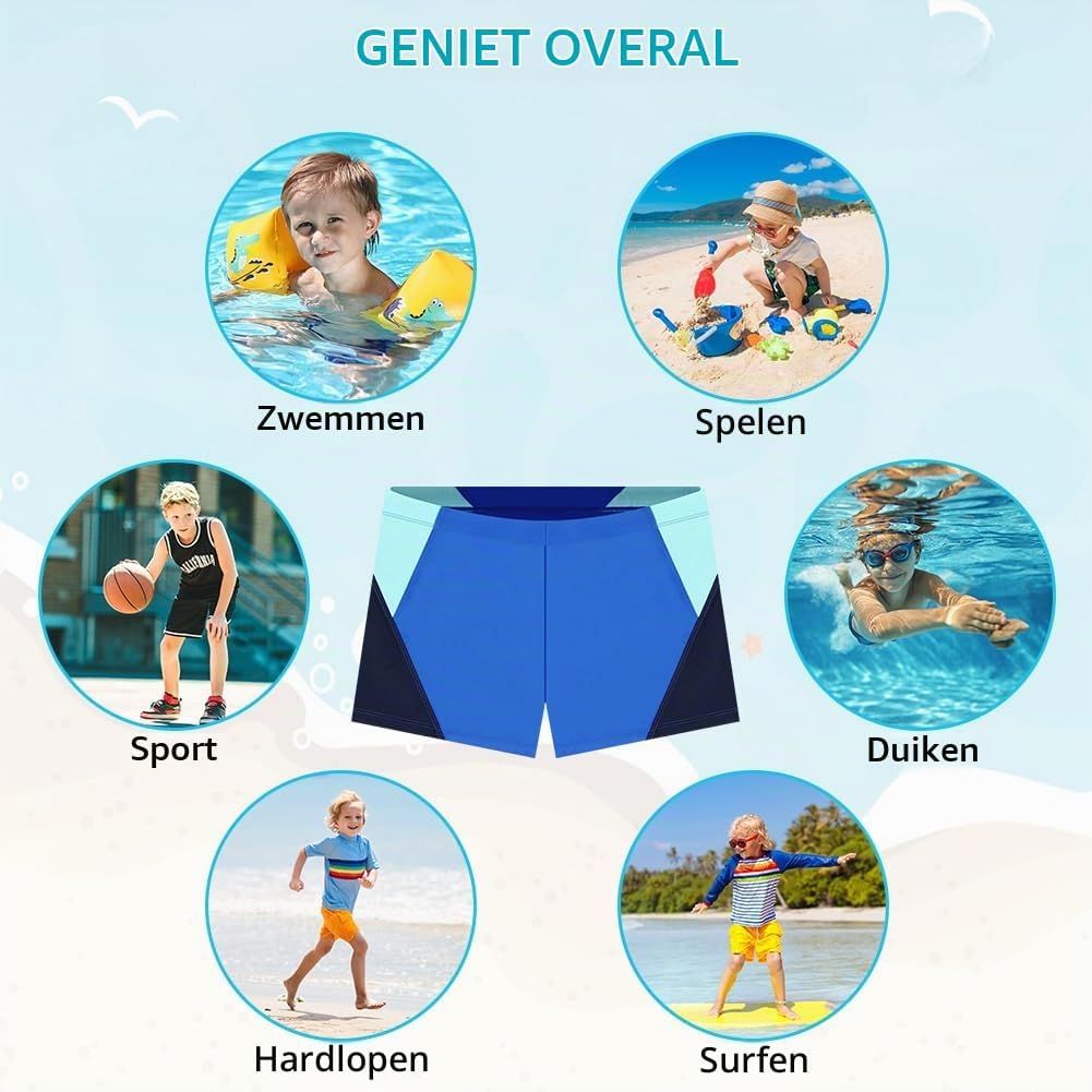 Detalle 2 de AYESY zwembroek voor jongens met sneldrogende stof en gevoerde elastische tailleband