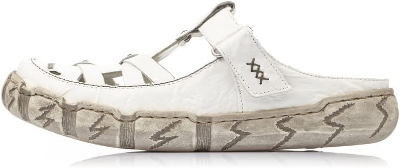Detalle de Rieker Damen Clogs L0396 – Keilabsatz-Slipper mit Klettverschluss