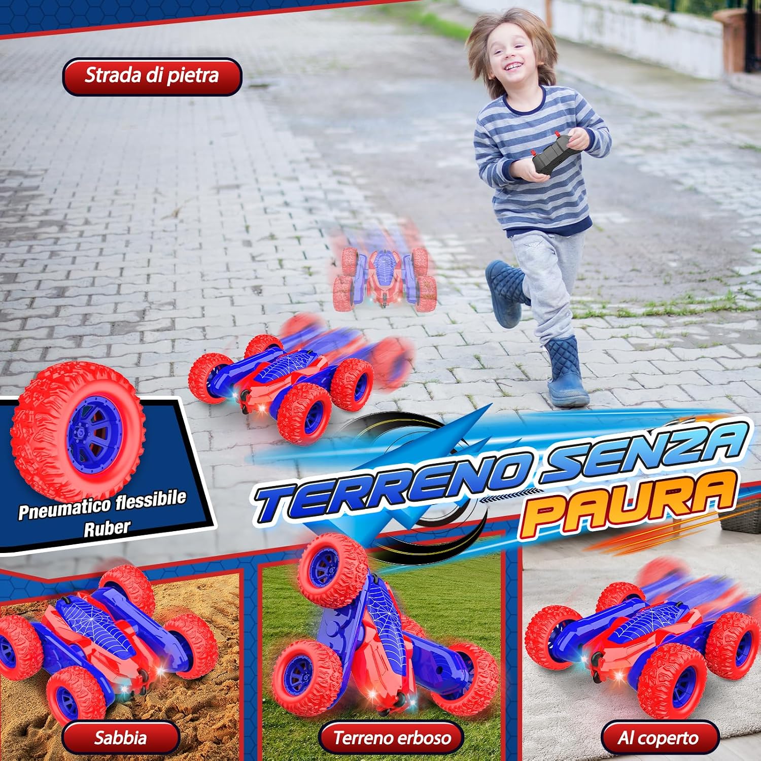 Thumbnail 5 de Dreamlandia 4WD: Macchina Telecomandata per Bambini 2.4GHz, LED e Rotazione 360°