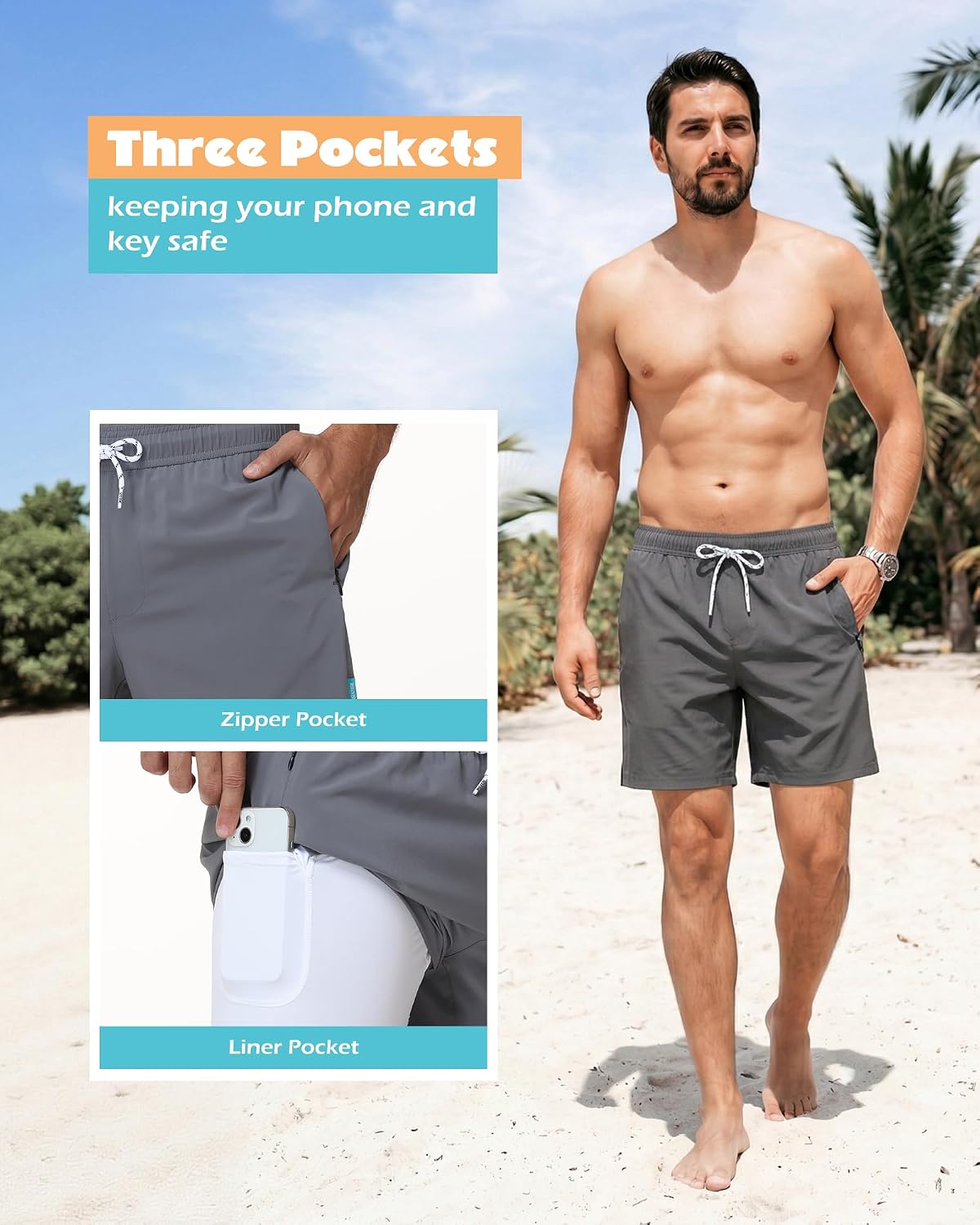 Detalle de Sixfish Men's Swim Trunks, 7-Inch