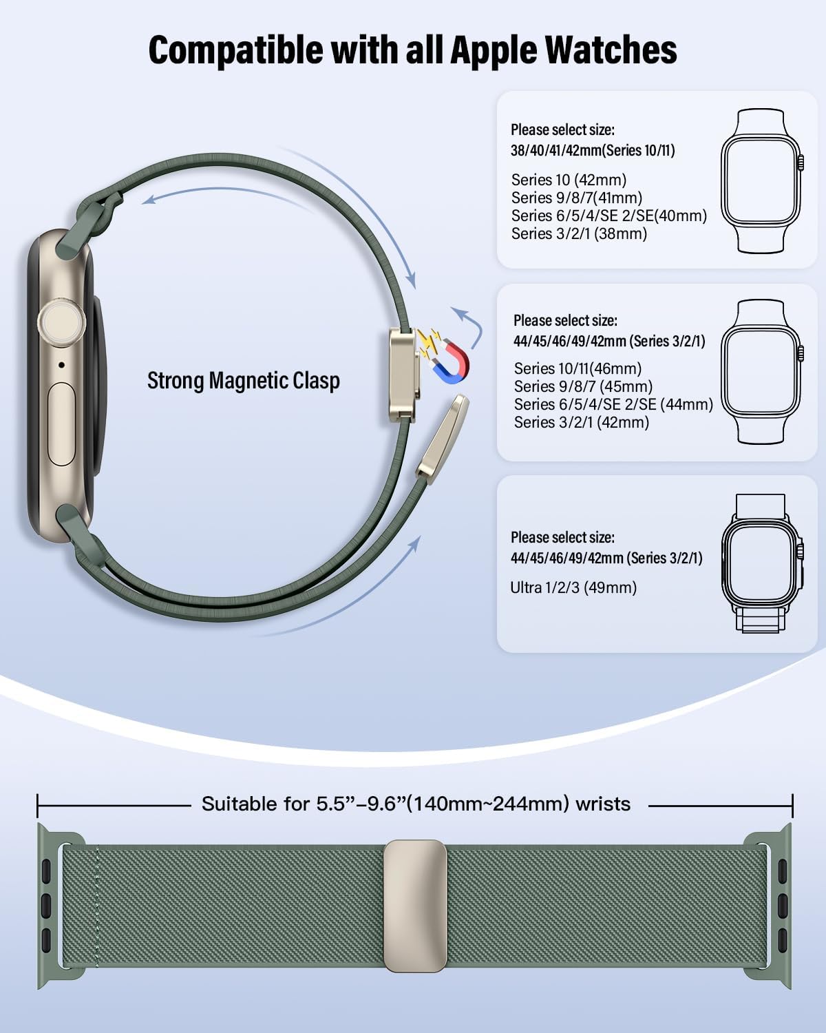 Thumbnail 4 de Yoohoo Elastic Nylon Strap for Apple Watch 45mm