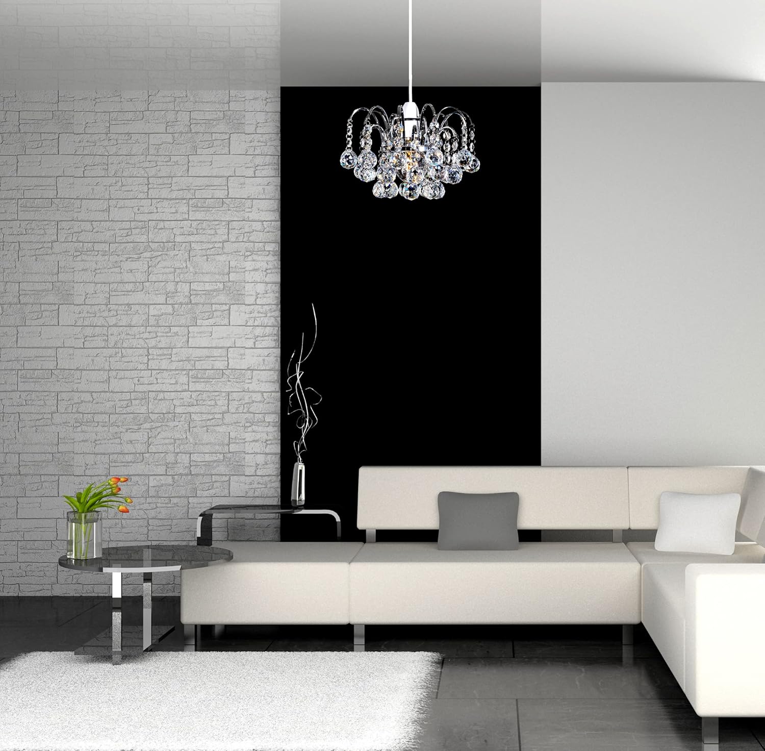 Detalle de Klass Home Acrylic Crystal Faceted Oriel Ceiling Light Shade for crystal chandelier-style pendant lights