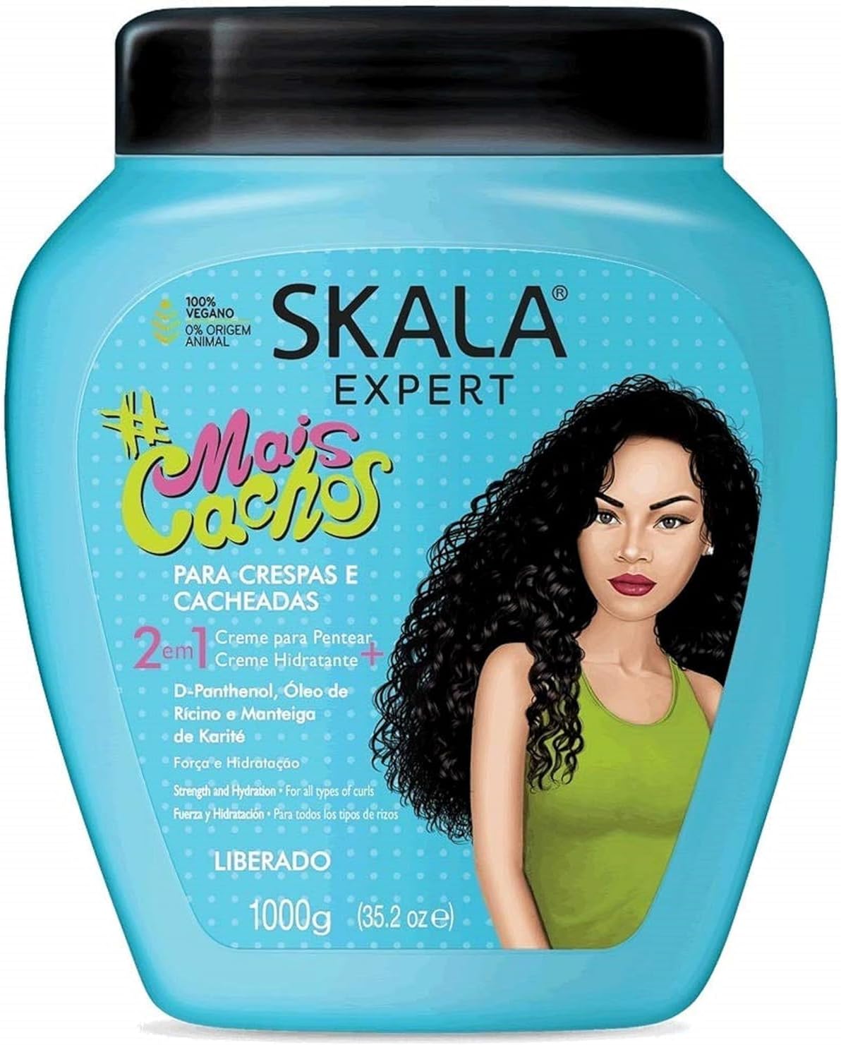 Detalle 1 de SKALA Mais Cachos 2-in-1ヘアトリートメントクリーム、洗い流す・洗い流さない両用、35.3オンス