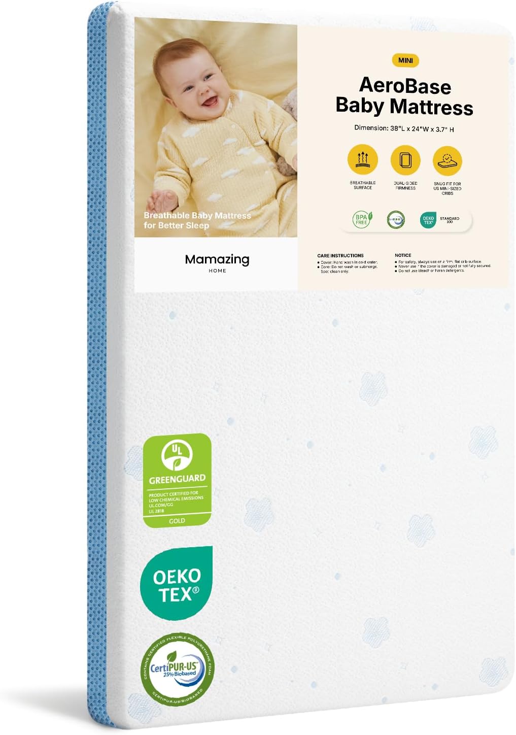 Detalle de MAMAZING Mini Crib Mattress 38 x 24 in