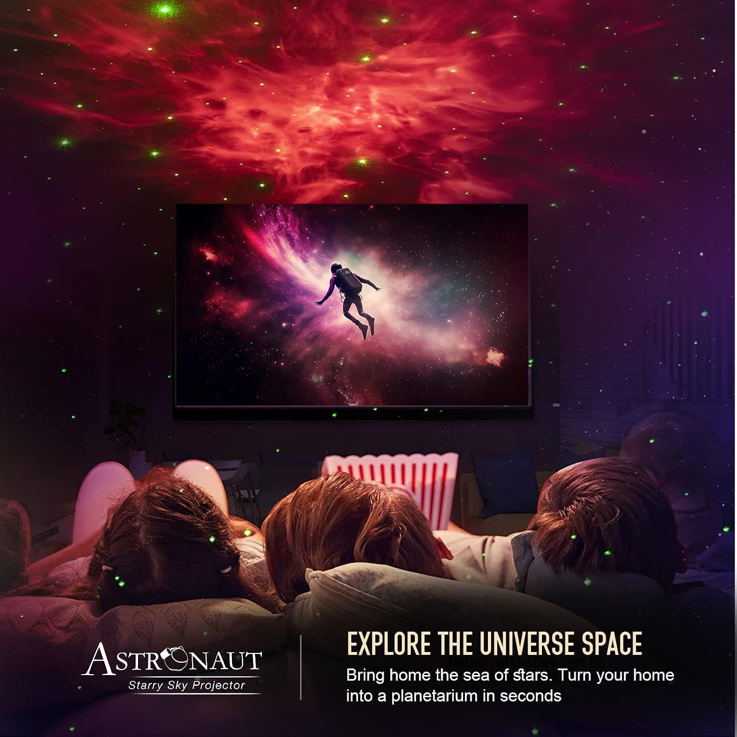 Detalle 2 de Mooyran TYD-YHY-001 Astronaut Galaxy Projector with Remote and 9 Nebula Effects
