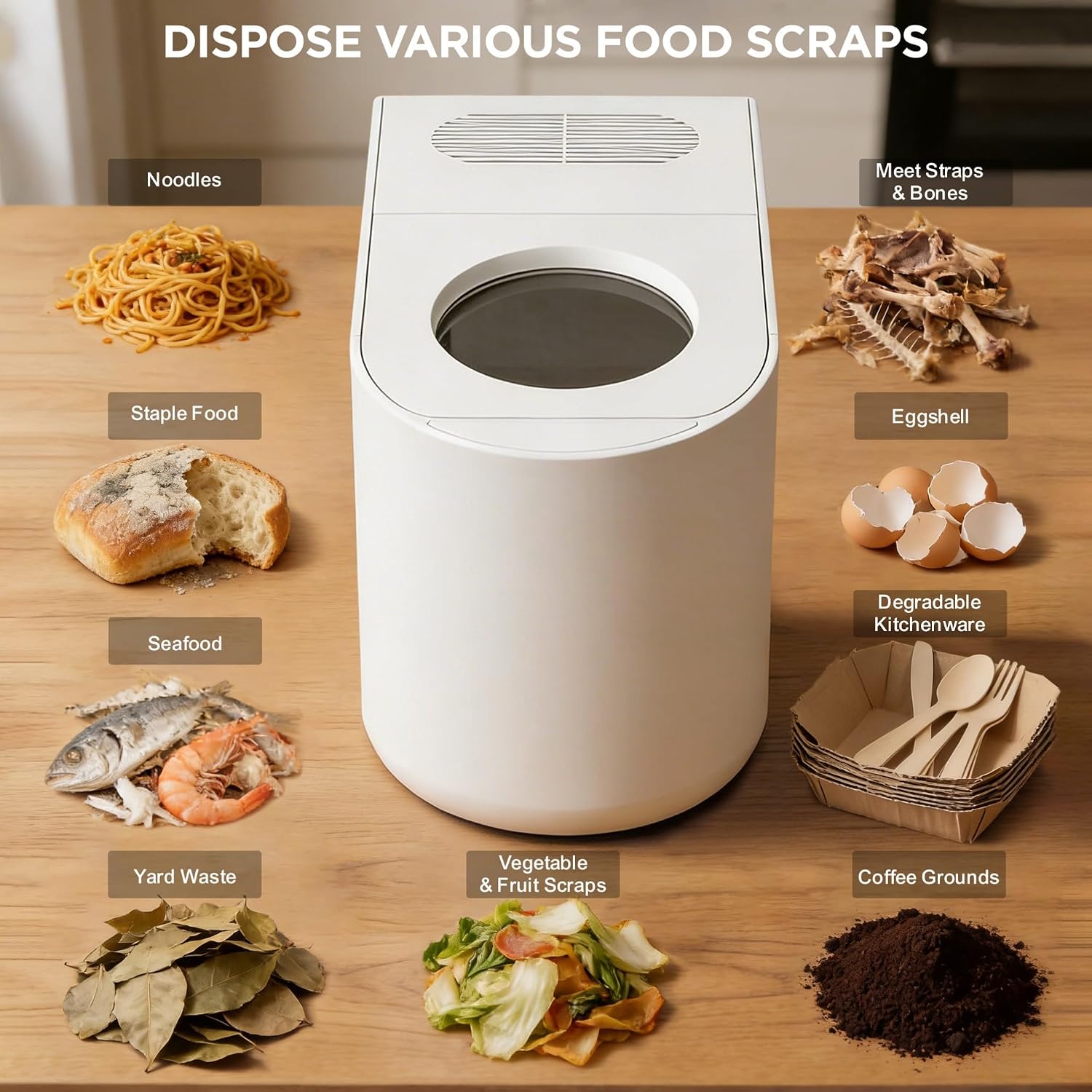 Detalle de 5L Electric Kitchen Composter with LED Display and Humidity Sensor