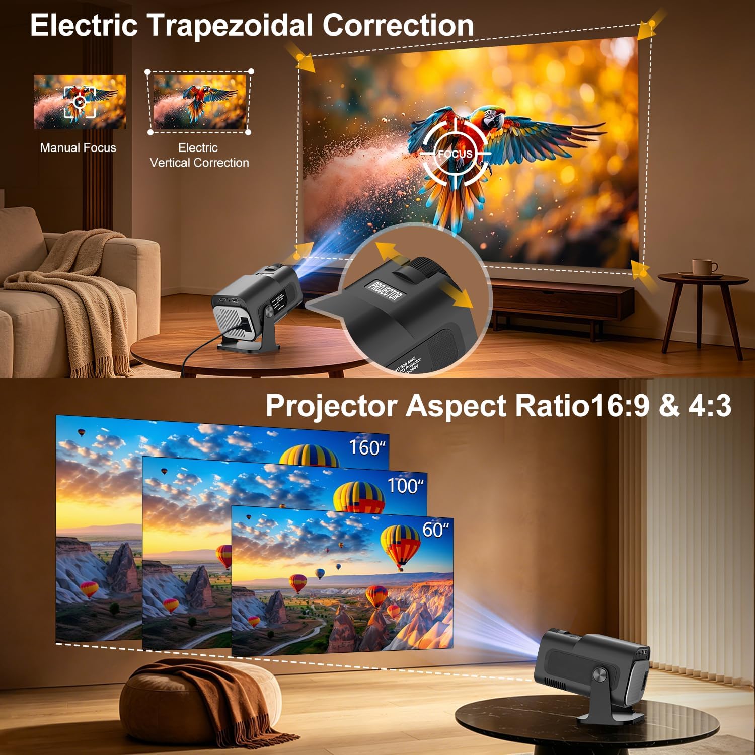 Detalle de Salange 2026 New Mini Projector: A compact Android 14 smart projector for casual home cinema
