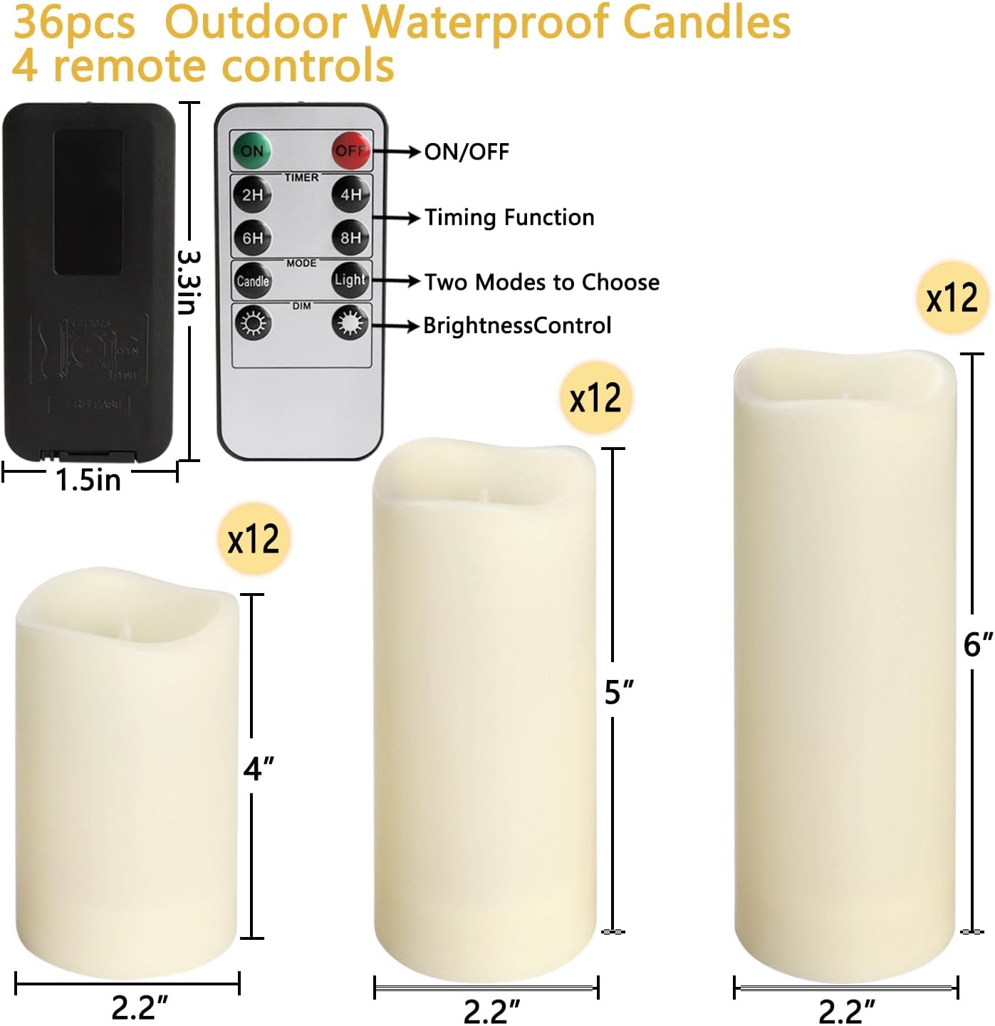 Detalle 1 de Aamdkcyu Flameless LED Candles, 36-Pack