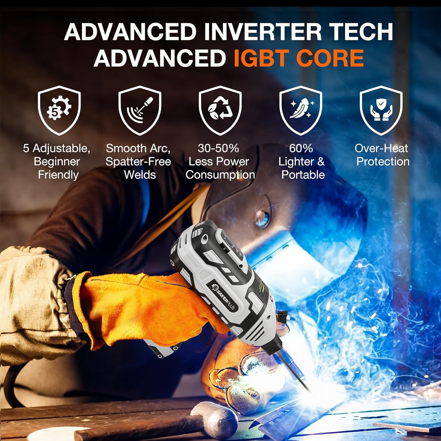 Thumbnail 1 de Sakerplus Portable Welding Machine (110V) with IGBT Inverter and 5 Current Settings