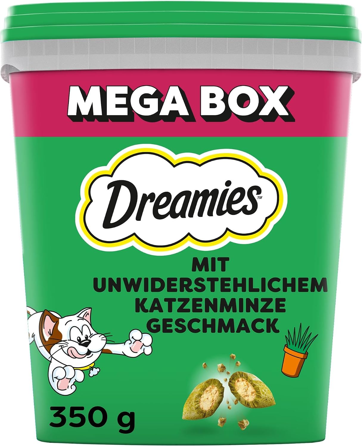 Detalle 2 de DREAMIES Katzensnacks Käse – 2x350 g Mega Box, knusprig außen, cremige Füllung