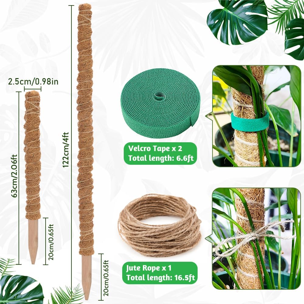 Thumbnail 2 de Moss Poles 122cm/63cm bendable coconut coir climbing plant support poles (2-pack)