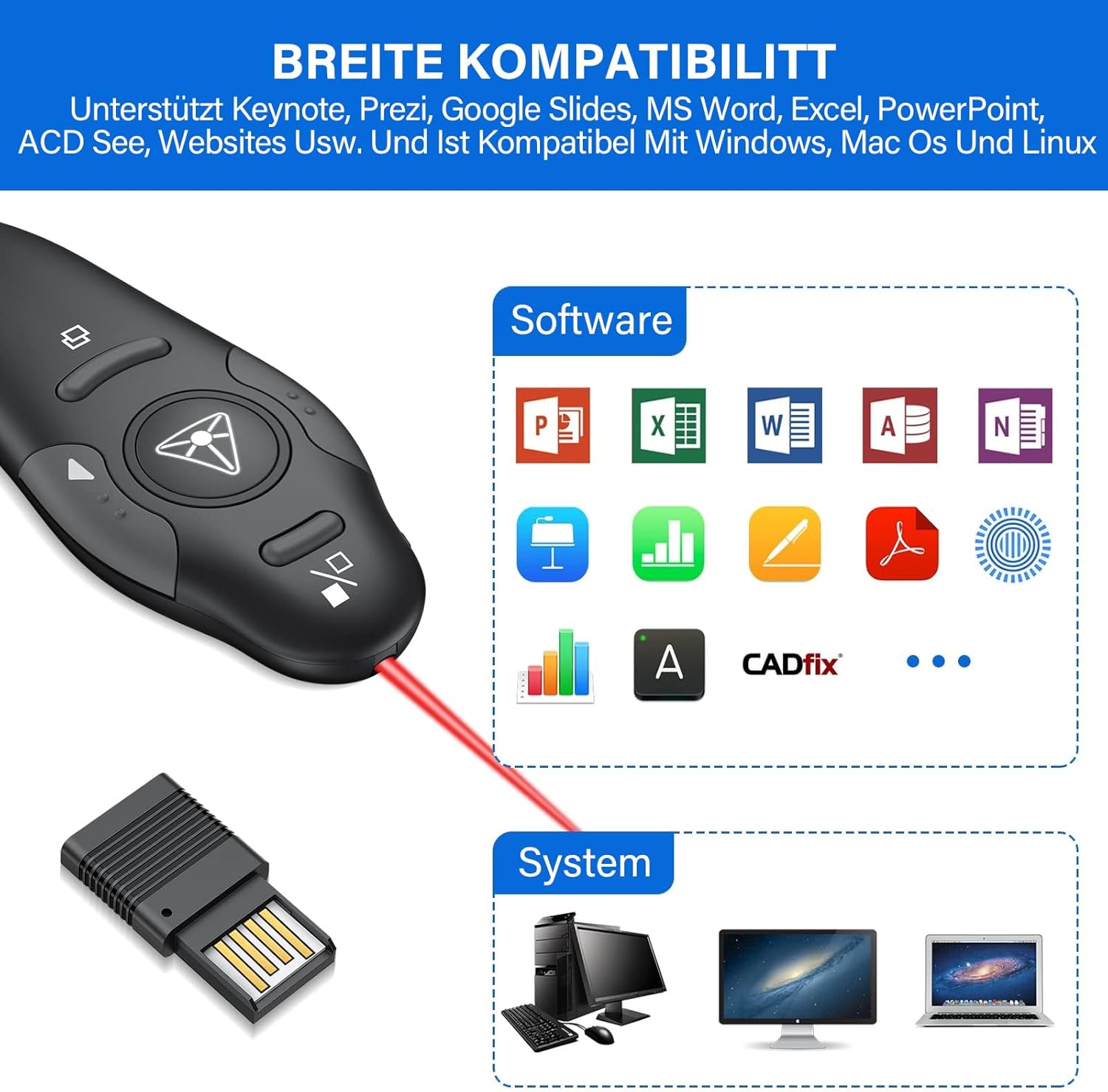 Thumbnail 3 de ZRZLMVP Presenter mit Pointer 15 m 📡