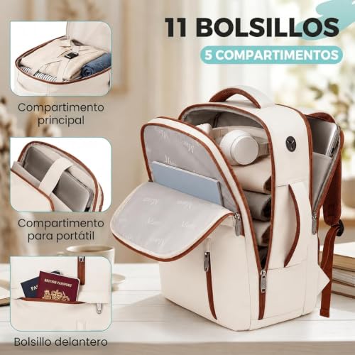 Detalle de MATEIN Mochila de cabina 40x30x20 cm para Ryanair – 24 L con bolsa impermeable