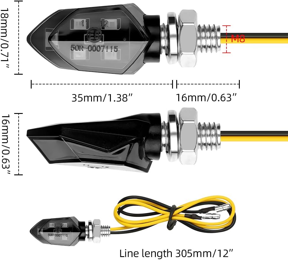 Detalle 2 de LOPHE Indicatore Moto 4Pcs Indicatori di Direzione LED 12V Impermeabili IP65