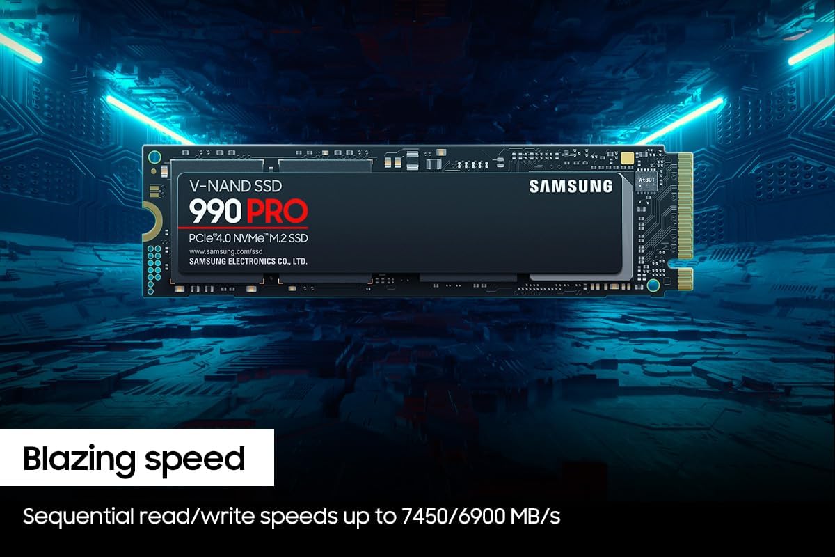 Detalle de Samsung 990 PRO 4TB NVMe SSD, PCIe 4.0 M.2 2280, Up to 7,450 MB/s