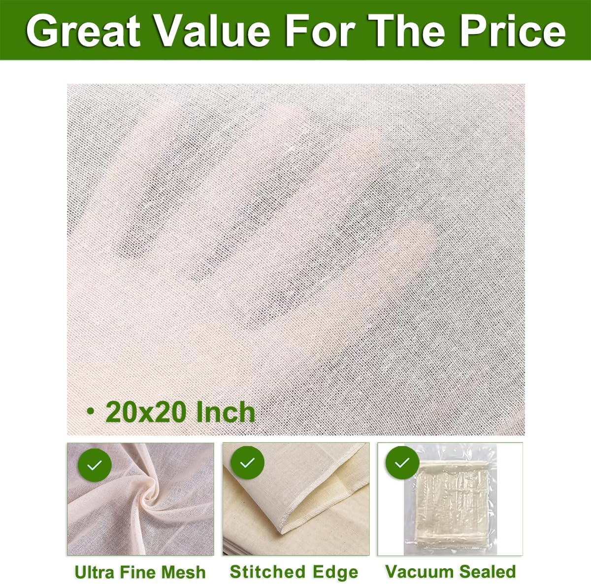 Thumbnail 2 de 6 Pcs Cheese Cloths 20x20 🧀