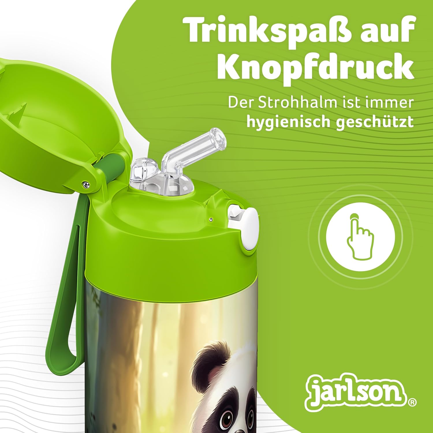 Thumbnail 3 de Jarlson Kinder-Trinkflasche Charli (Edelstahl, 350 ml) mit Strohhalm – auslaufsicher