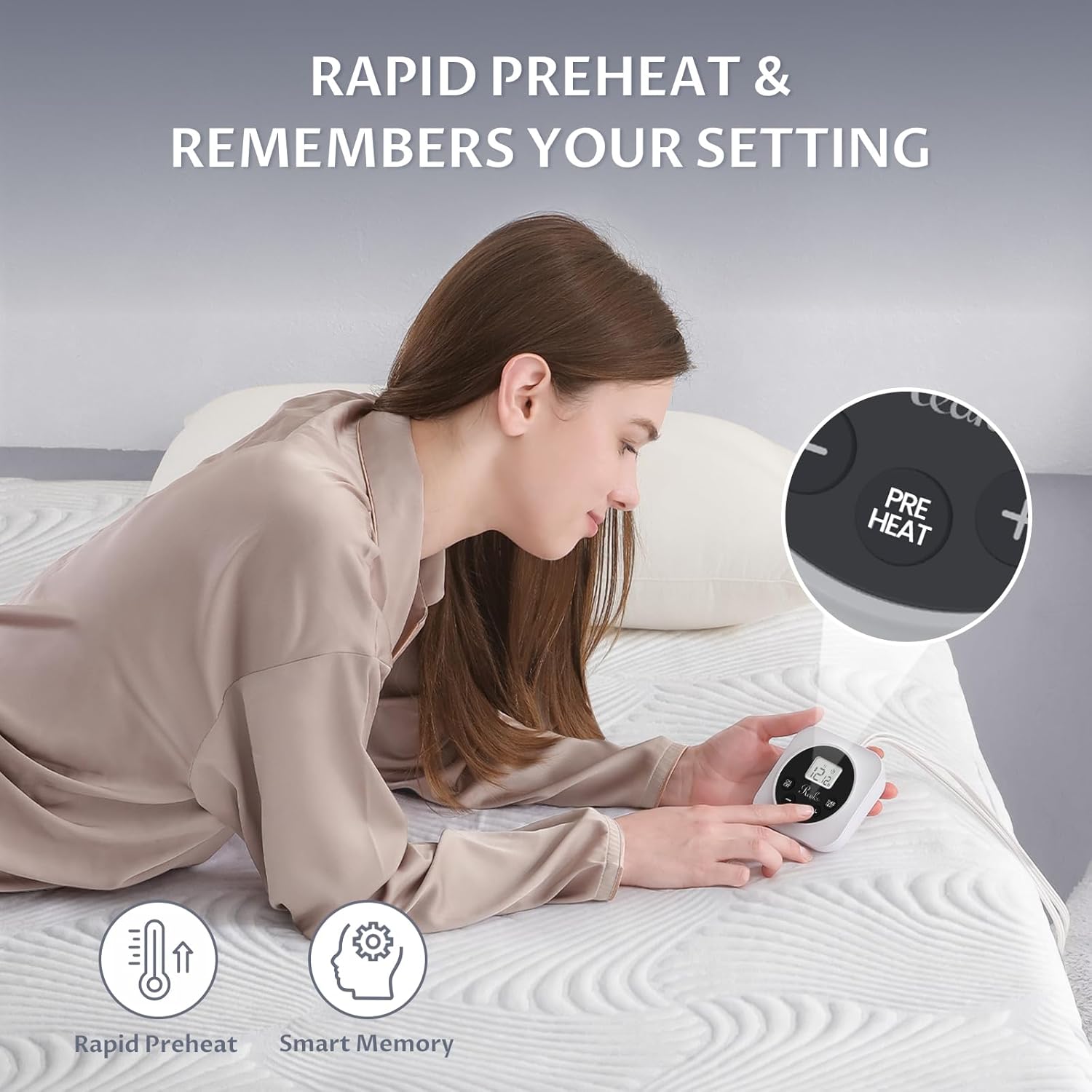 Detalle 2 de King Size Heated Mattress Pad 12 Settings