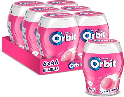 Detalle de Orbit Bote Chicles Sin Azúcar Bubblemint 🍬 Sabor Intenso y Fresco