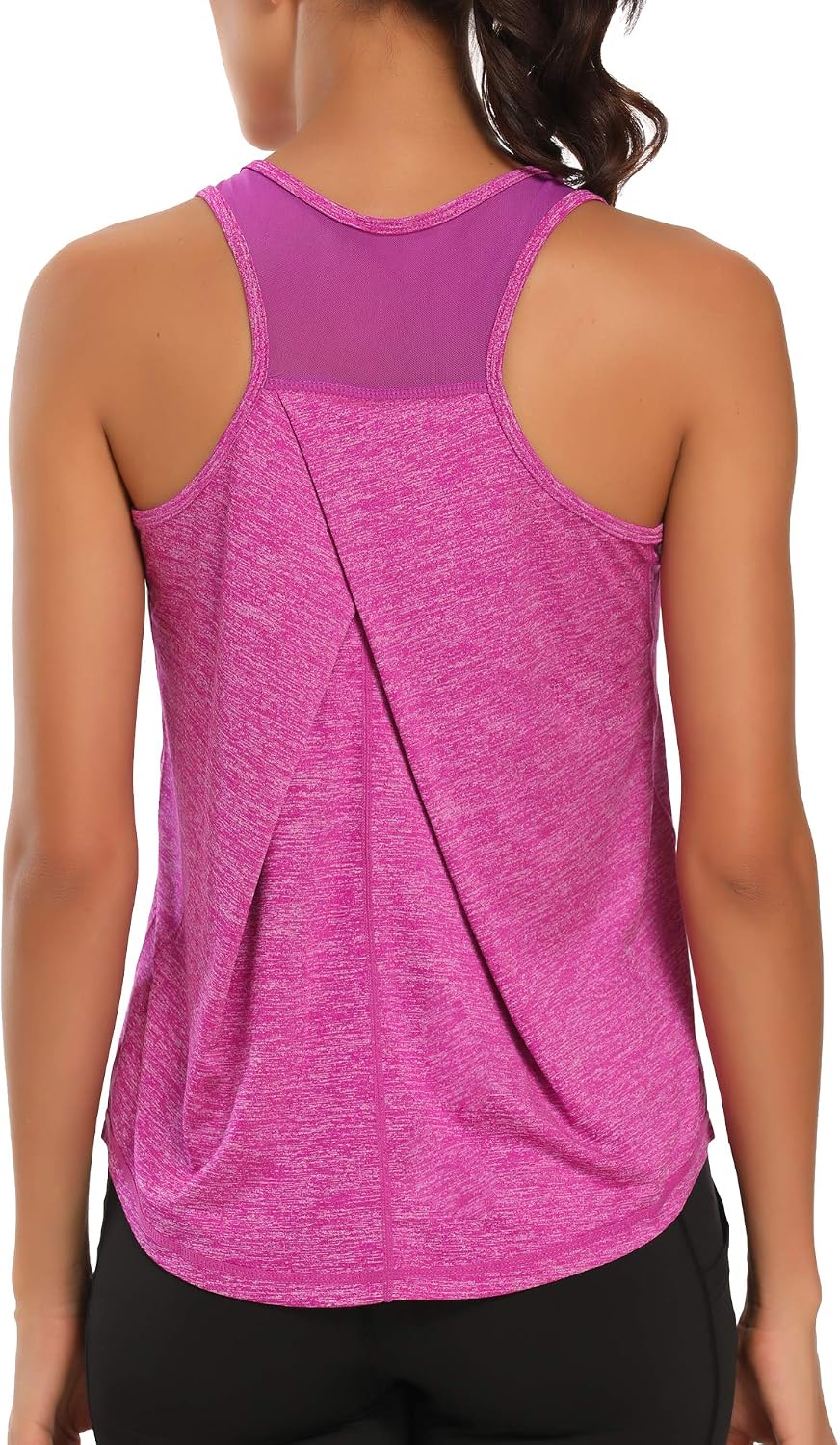 Detalle de Aeuui Women’s Workout Tank Top with Mesh Back – Racerback, Sleeveless Gym Shirt