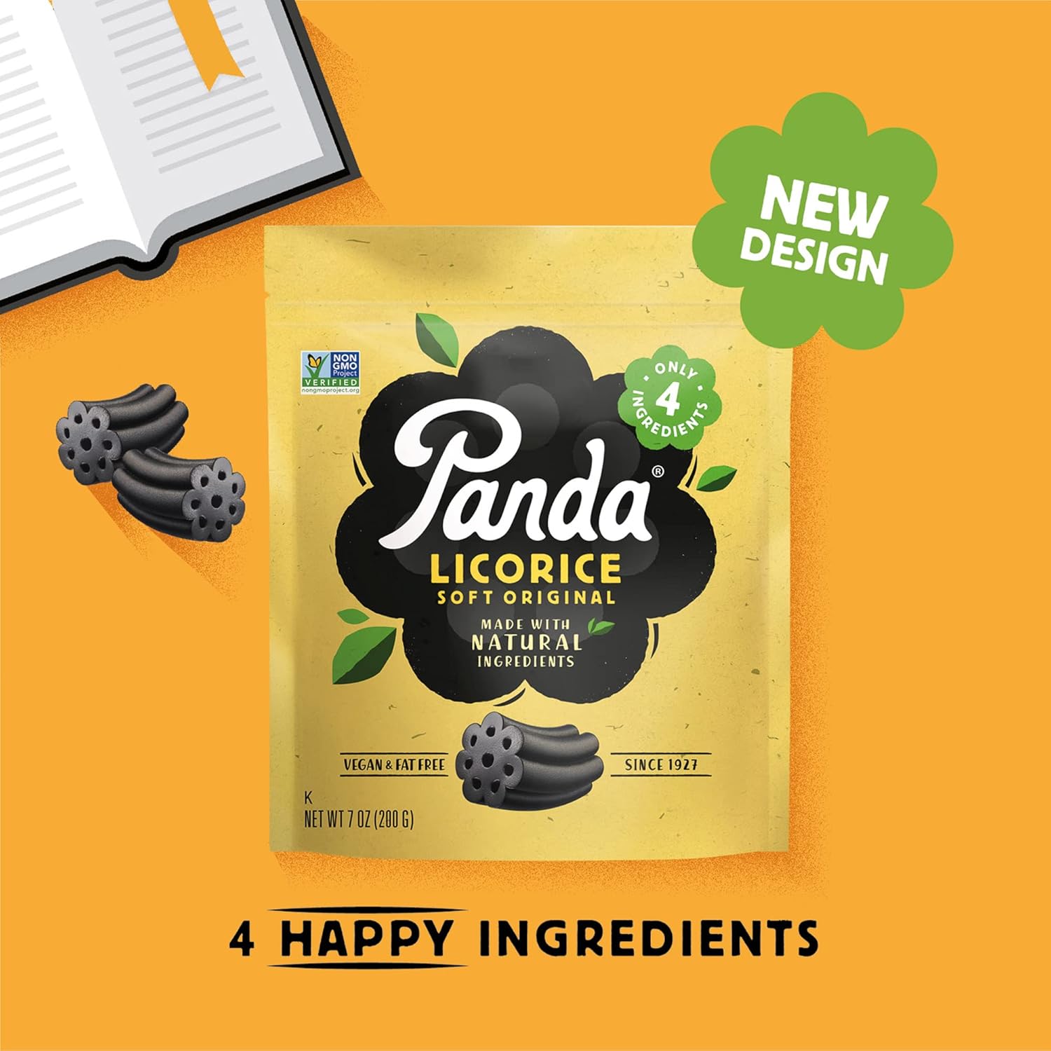 Detalle 2 de Panda Natural Soft Original Licorice, Black Licorice Candy, 8 Resealable Bags