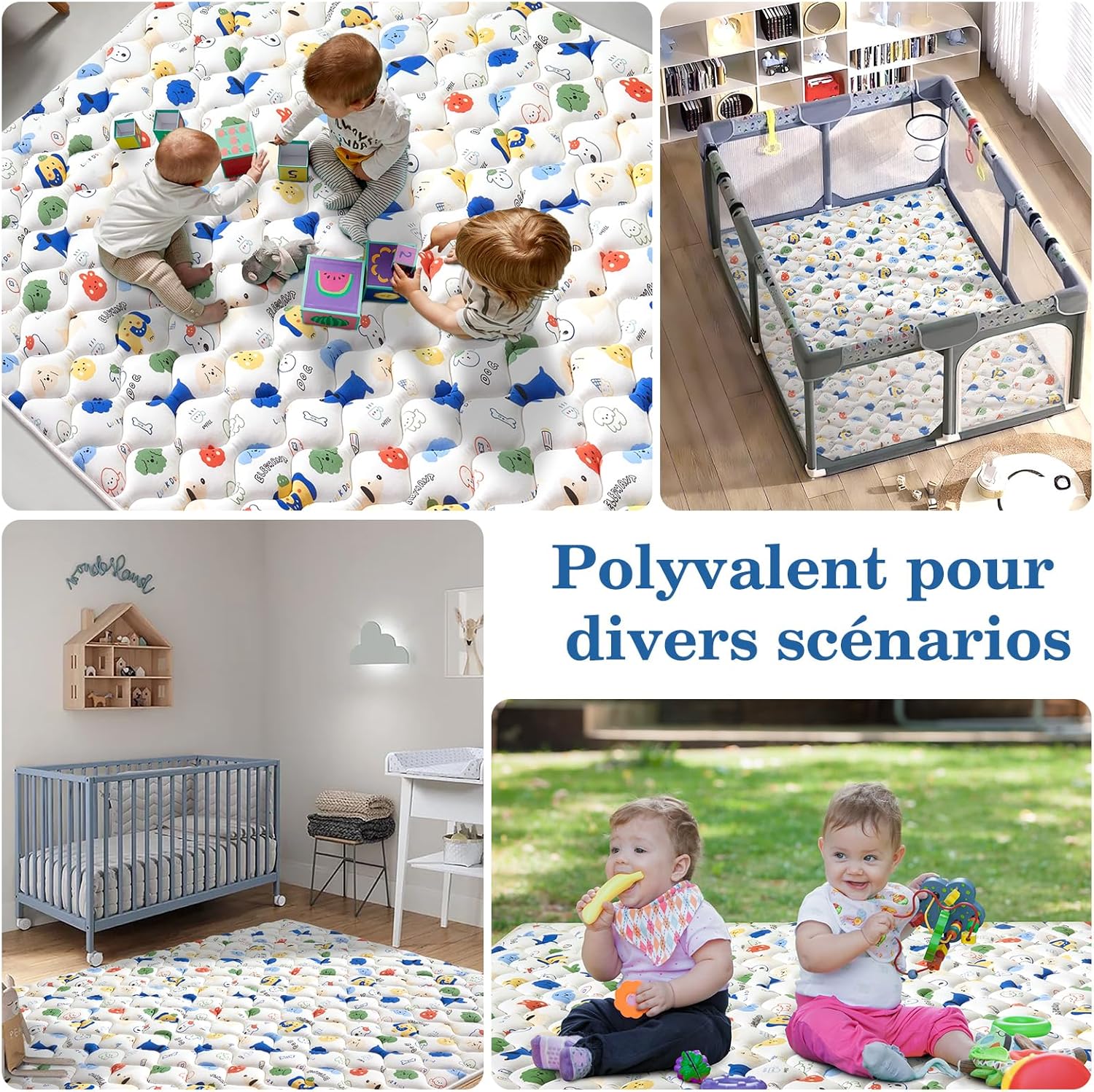 Thumbnail 5 de Tapis d’éveil bébé pliable antidérapant Ours à bulles 150x180 cm en mousse épaisse