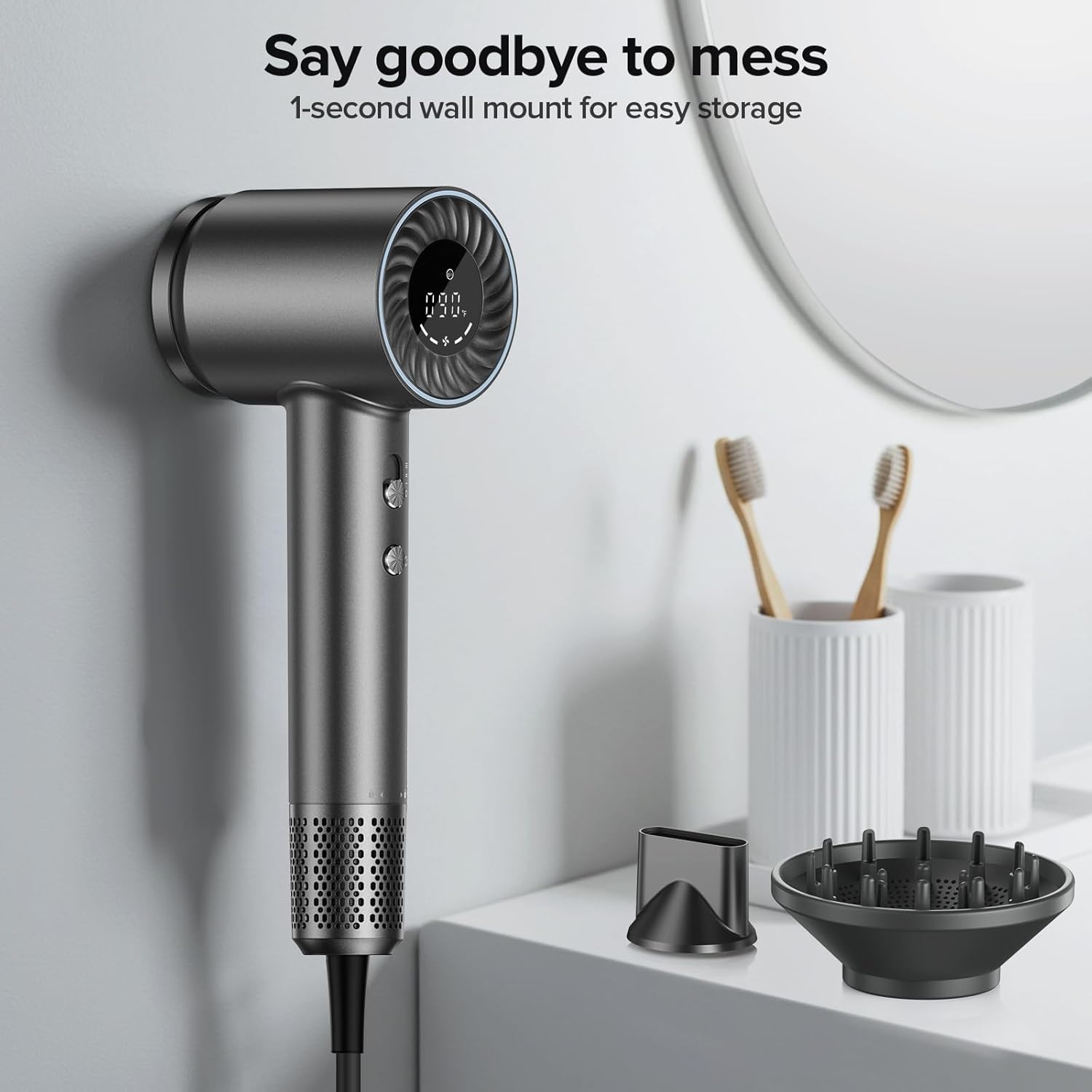 Thumbnail 4 de Hair Dryer with 150,000 RPM Brushless Motor, 500M Negative Ions, ThermoControl & Magnetic Nozzle/Diffuser