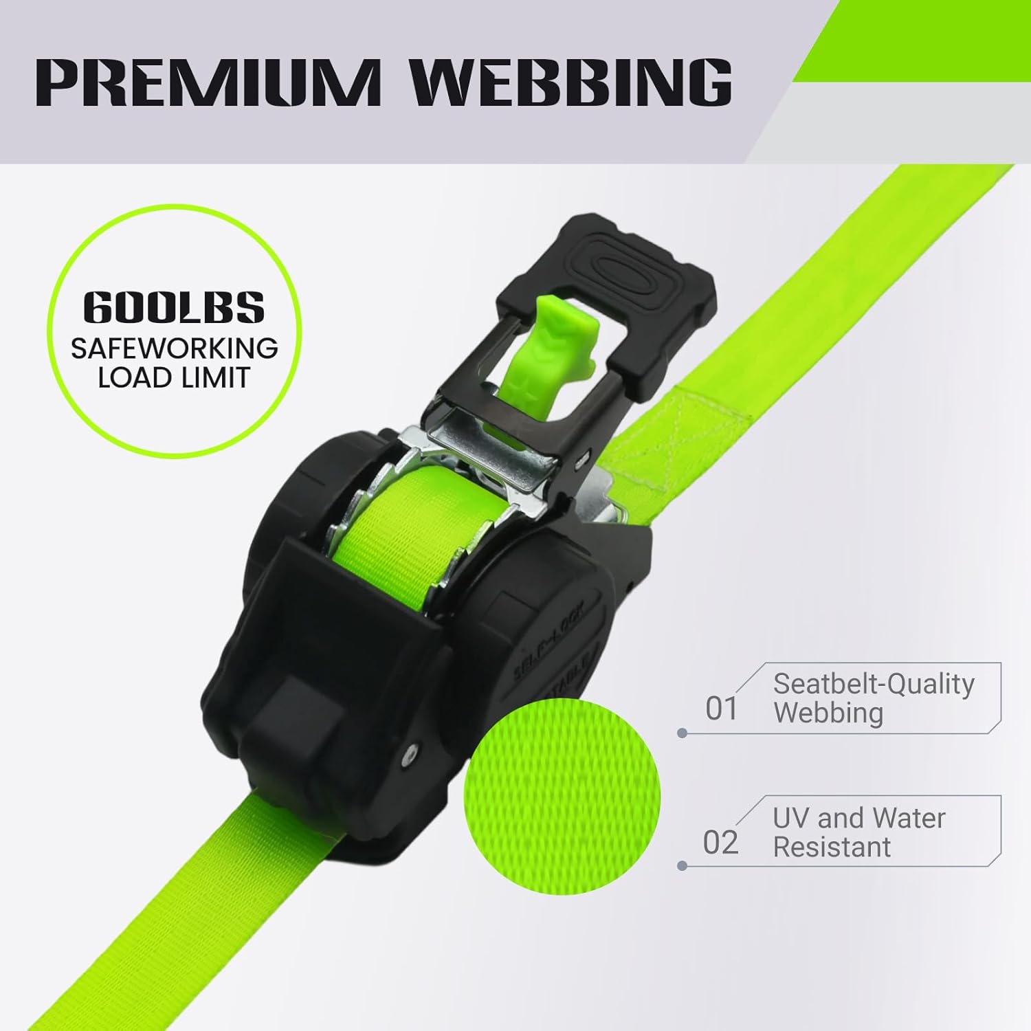 Thumbnail 1 de Retractable Ratchet Straps 1,800 lb Break Strength