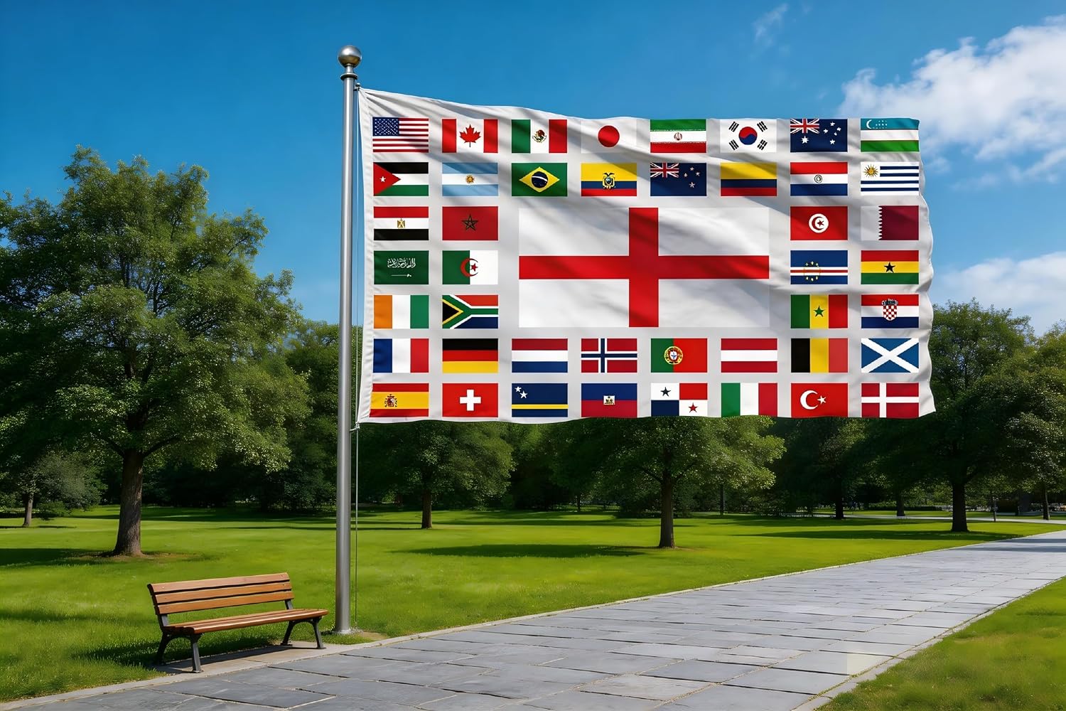Detalle 2 de 5x3 ft Large 2026 World Cup Flag for England Fans
