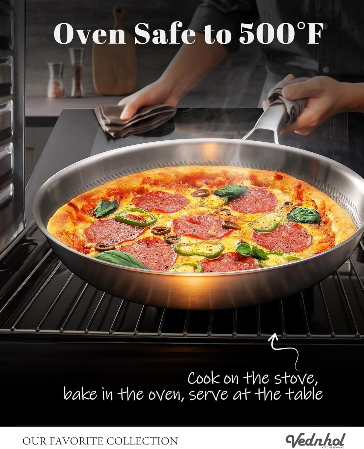 Thumbnail 6 de VEDNHOL Titanium Frying Pan Set, 8-, 10- & 12-Inch, 2 Lids