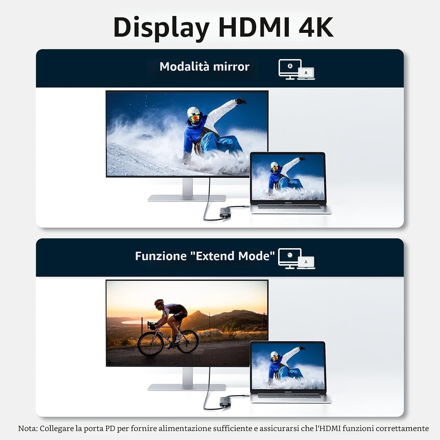 Detalle de Acer Hub USB C 7‑in‑1 Adattatore multiporta con HDMI 4K e PD 100W 🖥