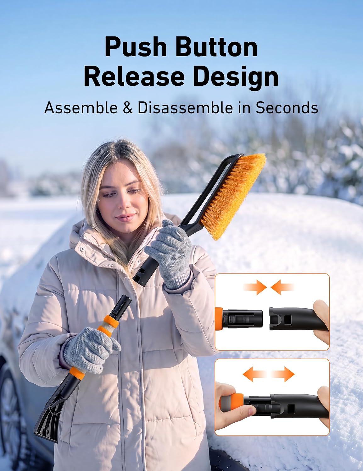 Detalle 1 de AstroAI snow brush and ice scraper, 27-inch