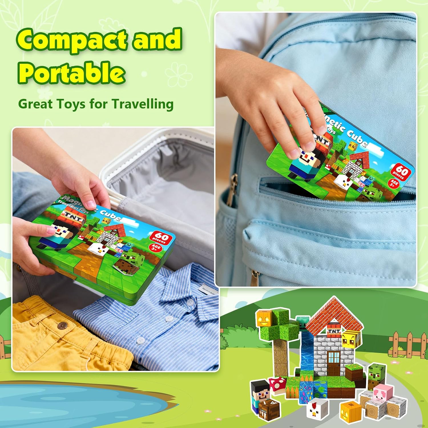 Detalle 1 de Magnetic Building Blocks, 60 Pieces